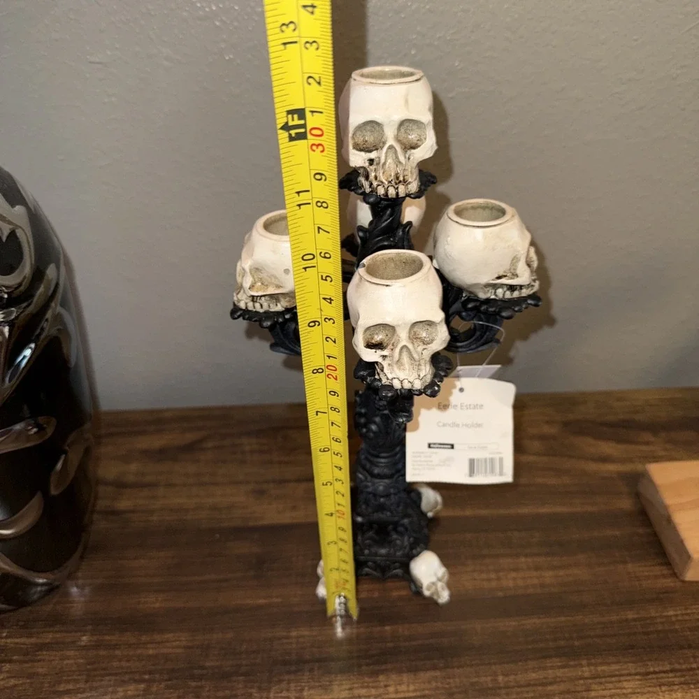 Skull Candelabra 5 Skeleton Hear Candle Holder Gothic Halloween Eerie Estates